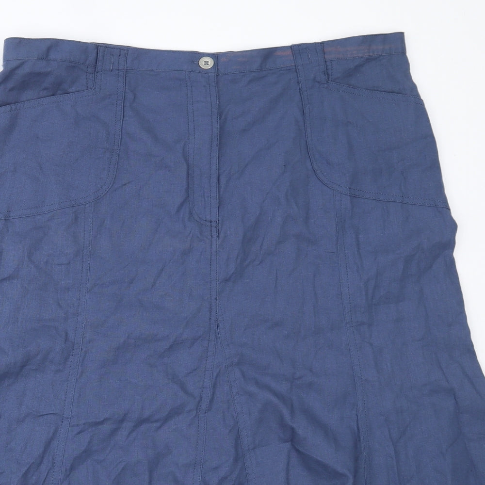 Daxon Womens Blue  Linen Flare Skirt Size 24