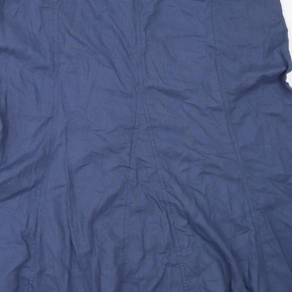 Daxon Womens Blue  Linen Flare Skirt Size 24