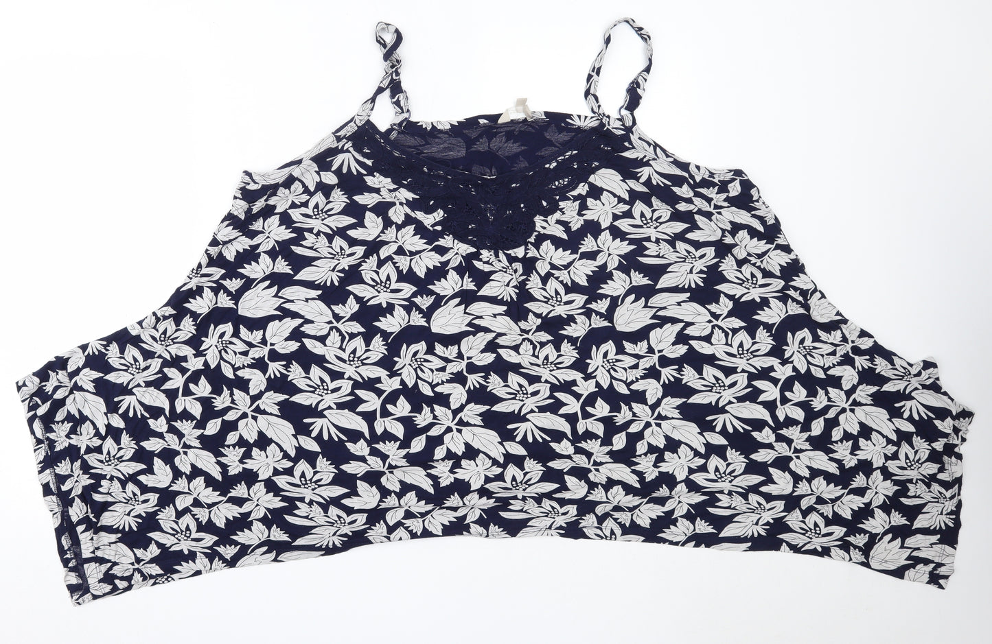 Anthology Womens Blue Floral Viscose Camisole Tank Size 28 Round Neck