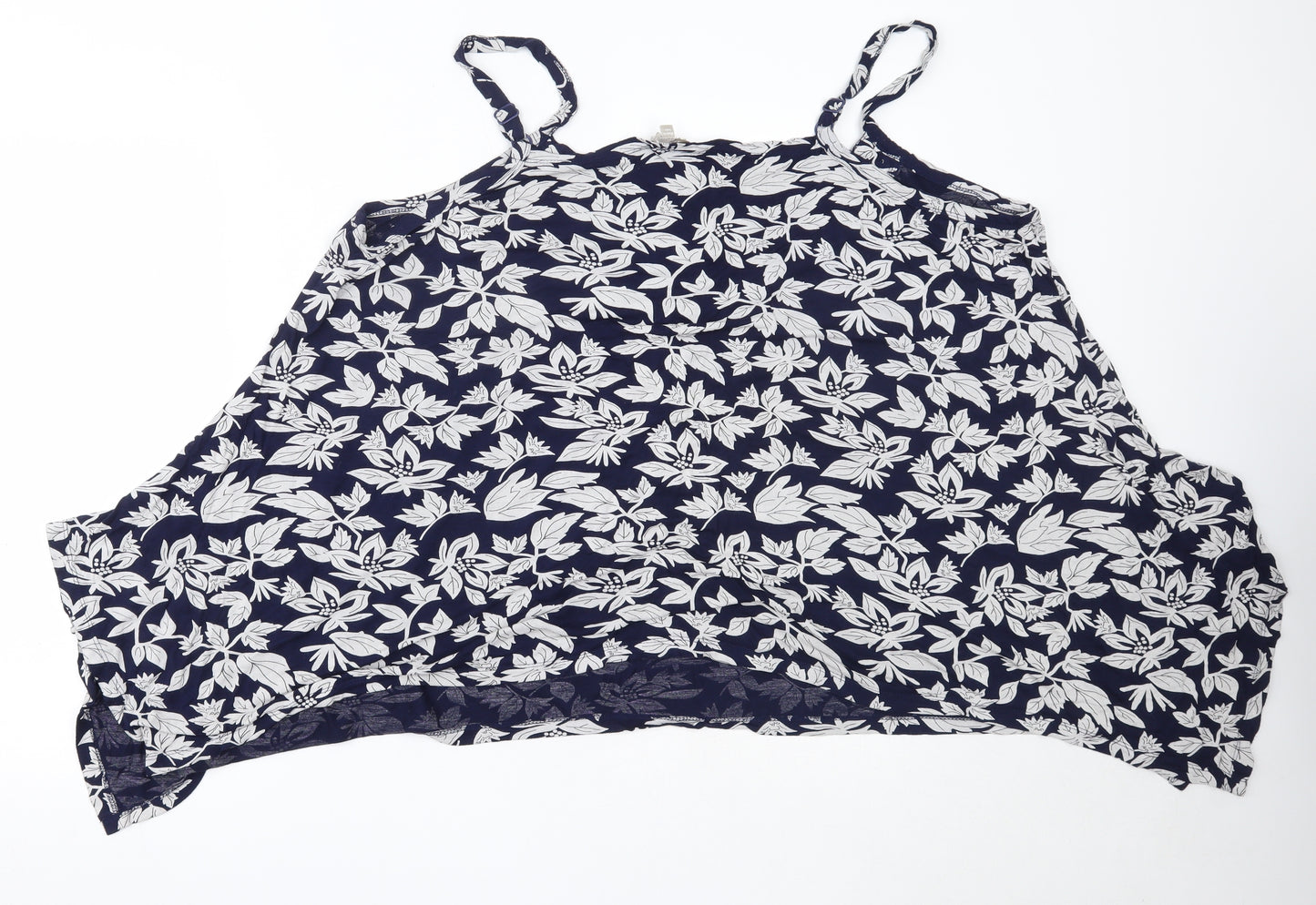 Anthology Womens Blue Floral Viscose Camisole Tank Size 28 Round Neck