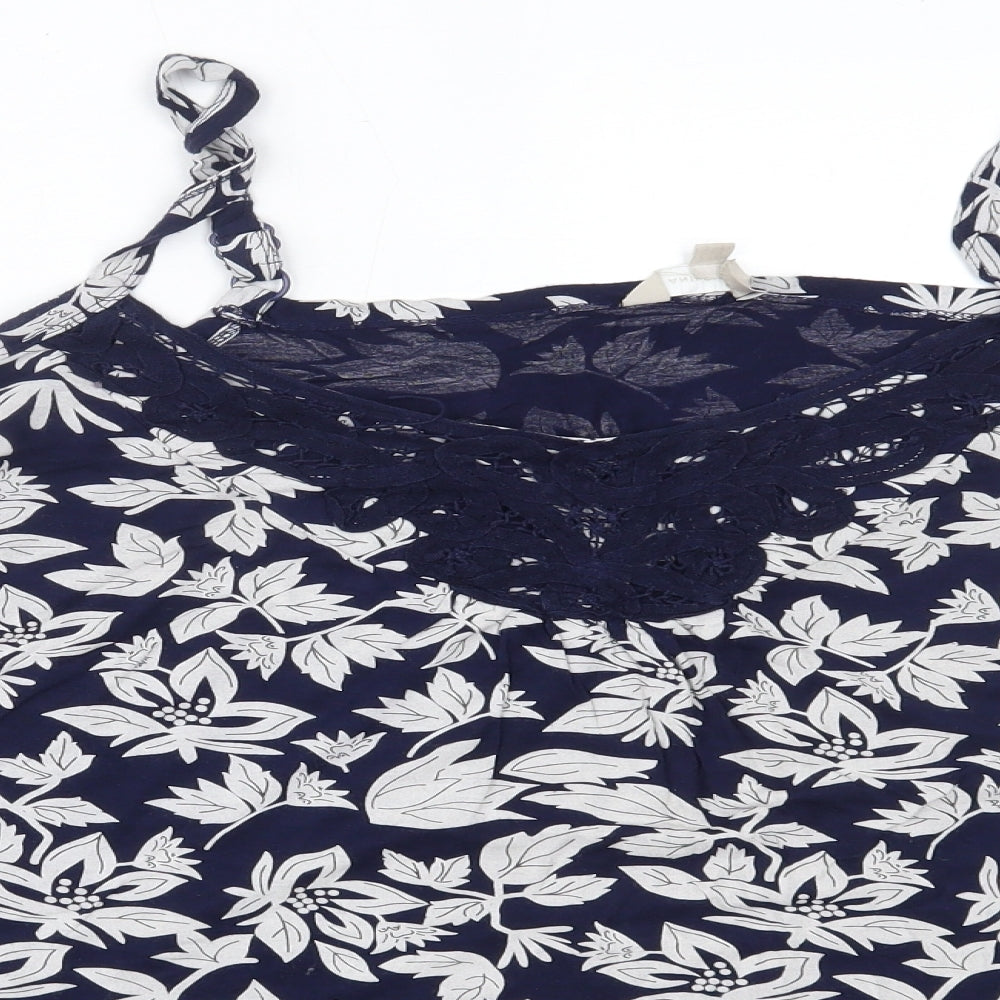 Anthology Womens Blue Floral Viscose Camisole Tank Size 28 Round Neck