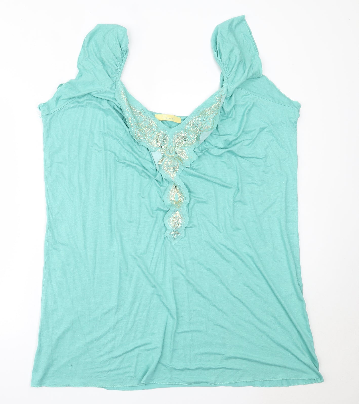 Agenda Womens Blue  Viscose Basic T-Shirt Size 28 V-Neck