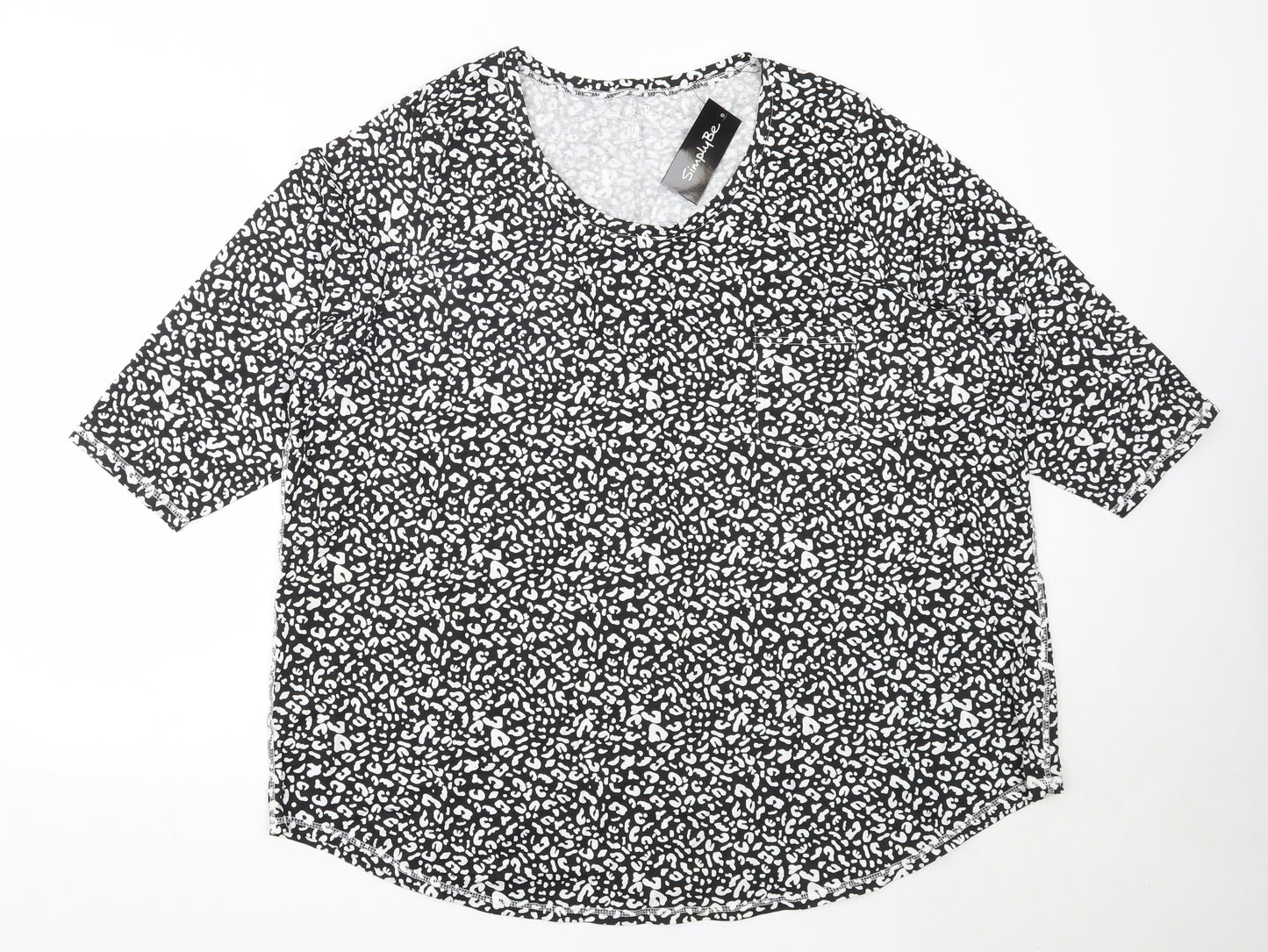 Simply Be Womens Black  Cotton Basic T-Shirt Size 28 Round Neck