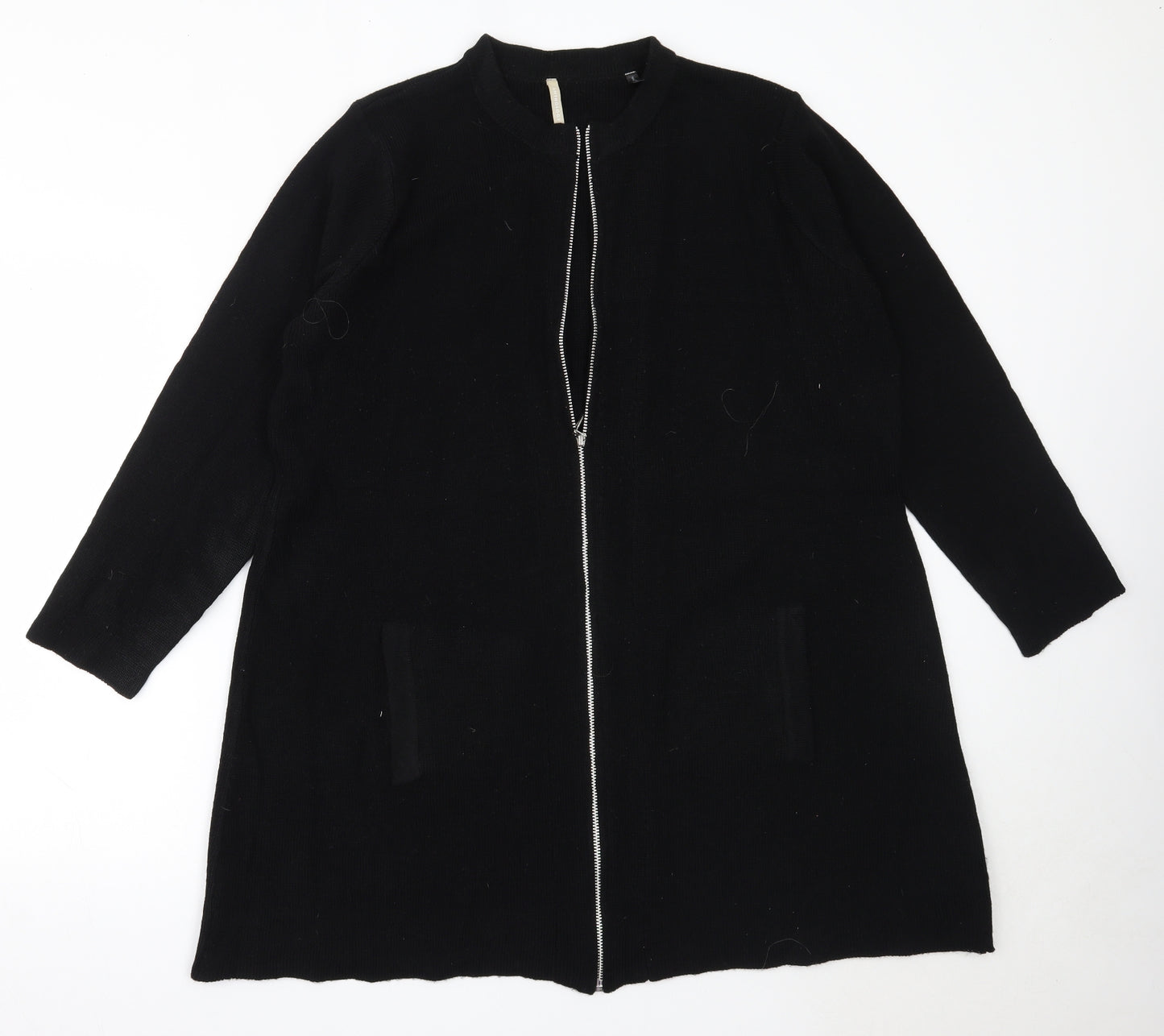 Anthology Womens Black Round Neck  Acrylic Full Zip Jumper Size 24