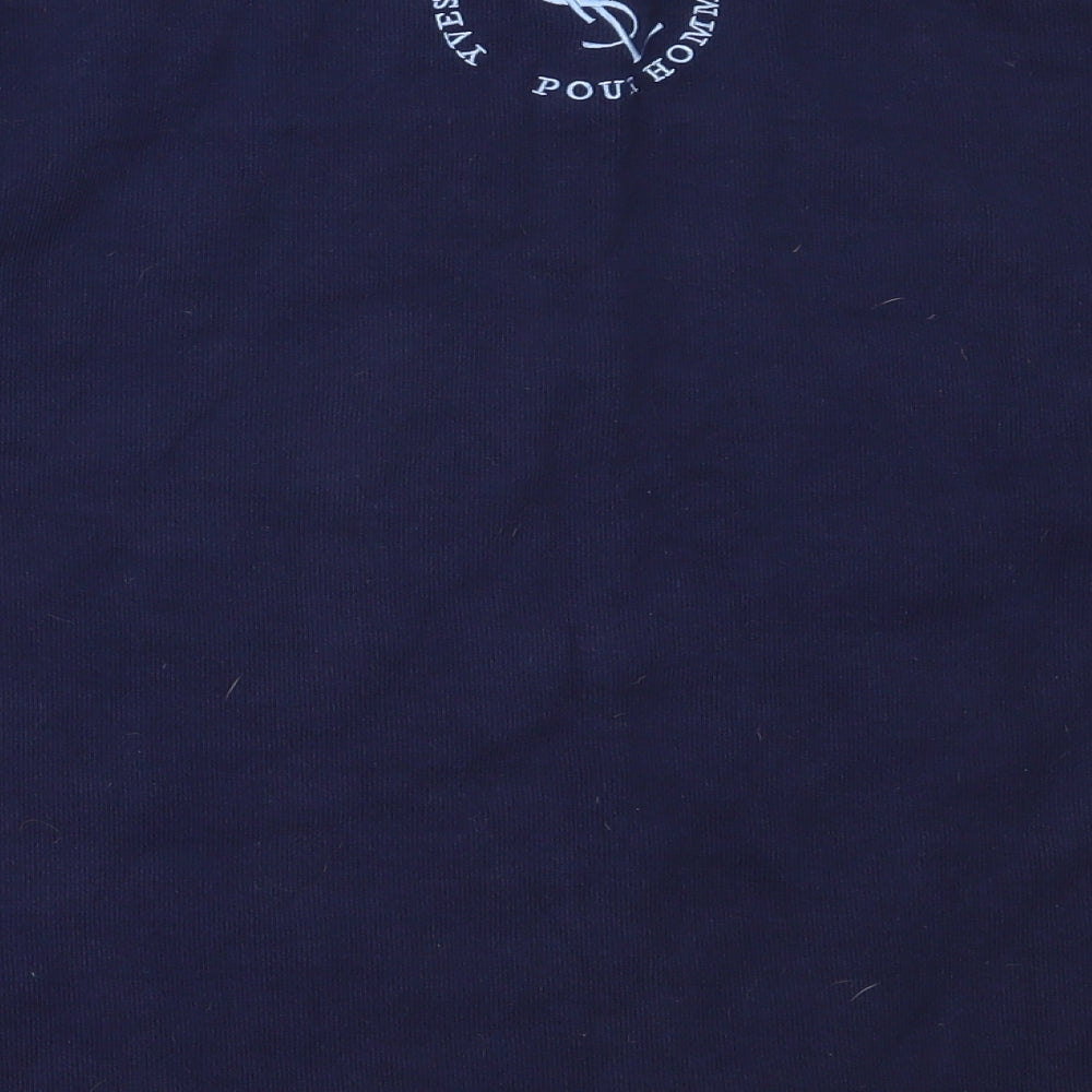 Yves Saint Laurent Womens Blue Round Neck  Cotton Pullover Jumper Size XL