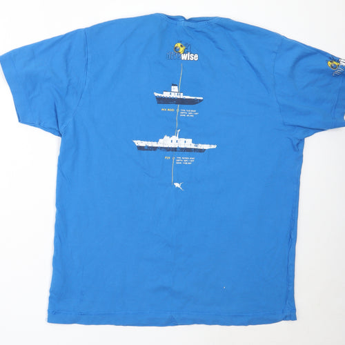 Preworn Mens Blue  Cotton  T-Shirt Size XL Round Neck  - diving