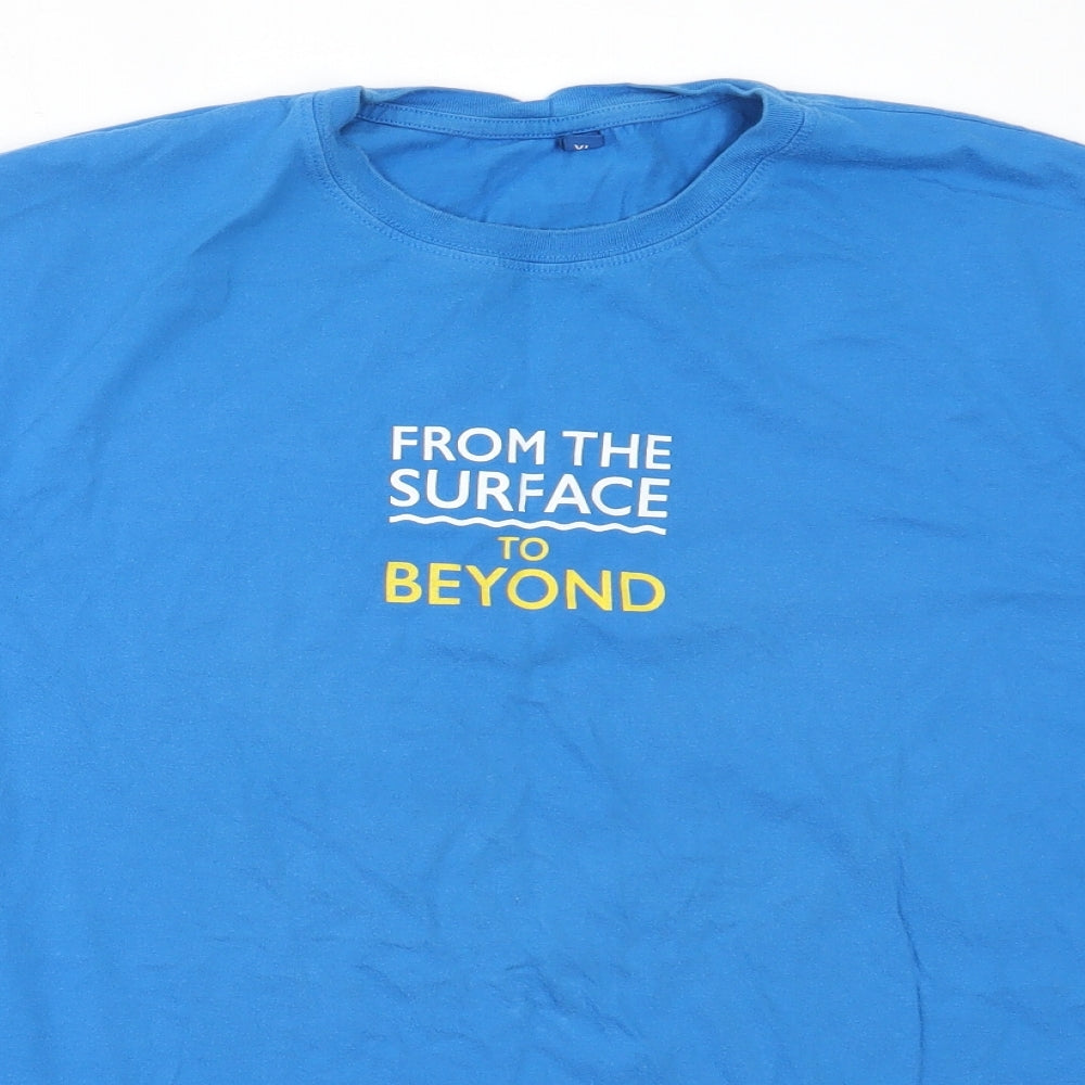 Preworn Mens Blue  Cotton  T-Shirt Size XL Round Neck  - diving