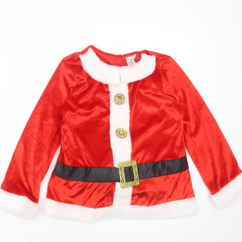 George Boys Red  Polyester Basic T-Shirt Size 7-8 Years Collared  - Santa Fancy Dress