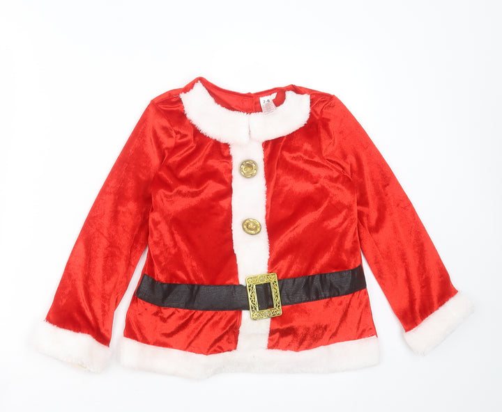 George Boys Red Polyester Basic T-Shirt Size 7-8 Years Collared - Santa Fancy Dress