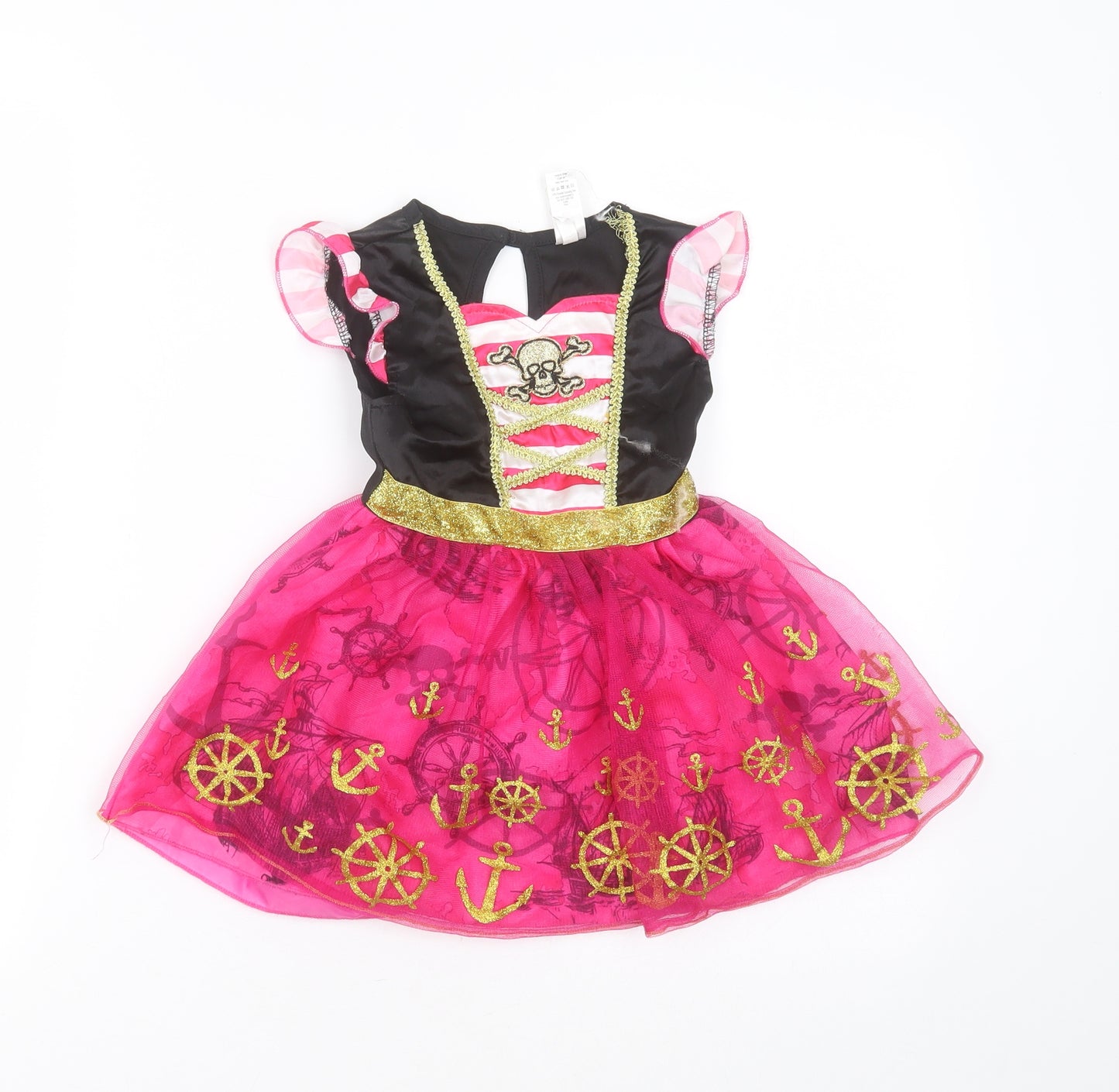George Girls Pink  Polyester Fit & Flare  Size 2-3 Years  Round Neck  - Pirate Fancy Dress