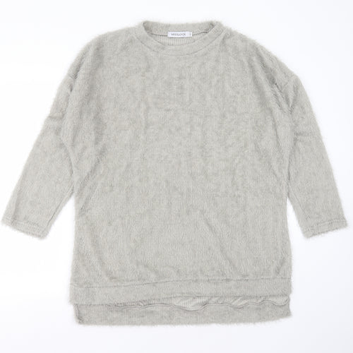 MissLook Womens Grey Round Neck  Cotton Pullover Jumper Size 2XL
