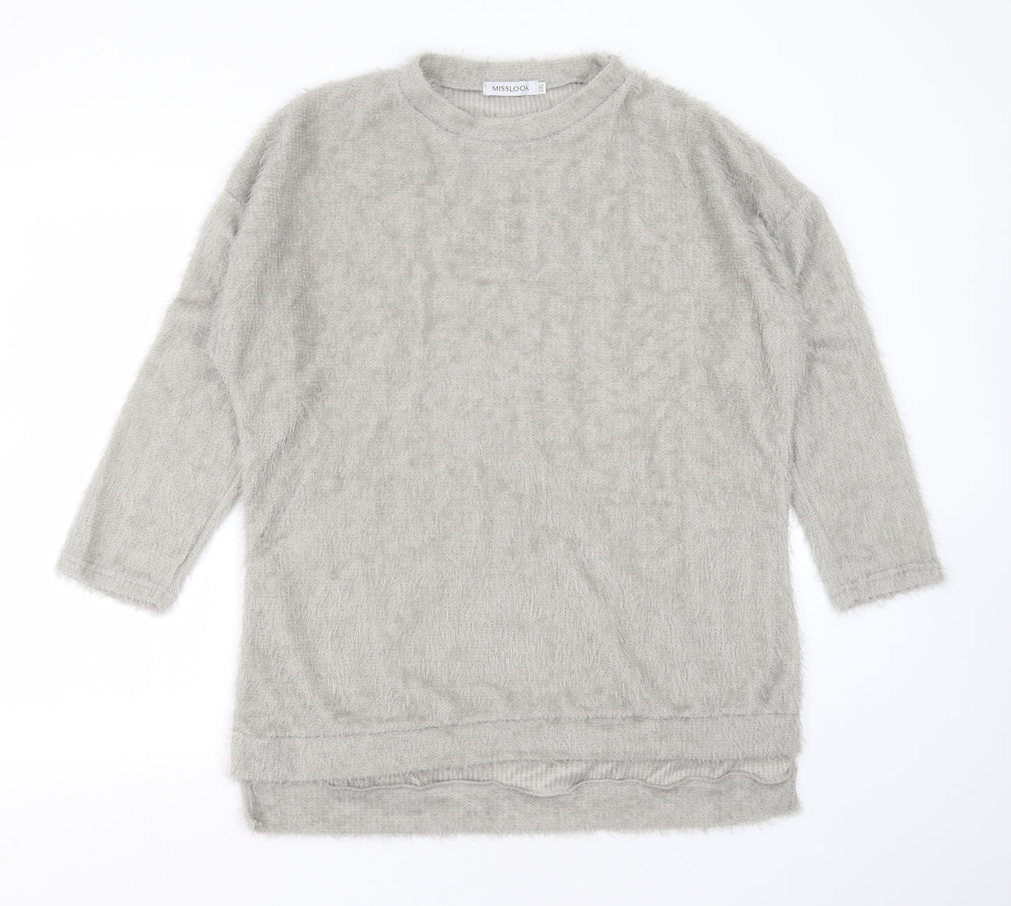 MissLook Womens Grey Round Neck  Cotton Pullover Jumper Size 2XL