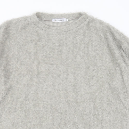 MissLook Womens Grey Round Neck  Cotton Pullover Jumper Size 2XL