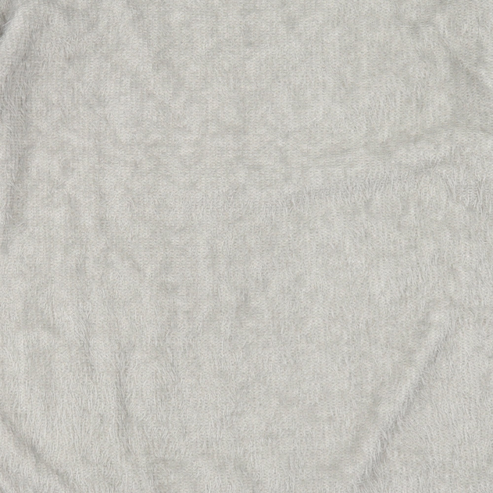 MissLook Womens Grey Round Neck  Cotton Pullover Jumper Size 2XL