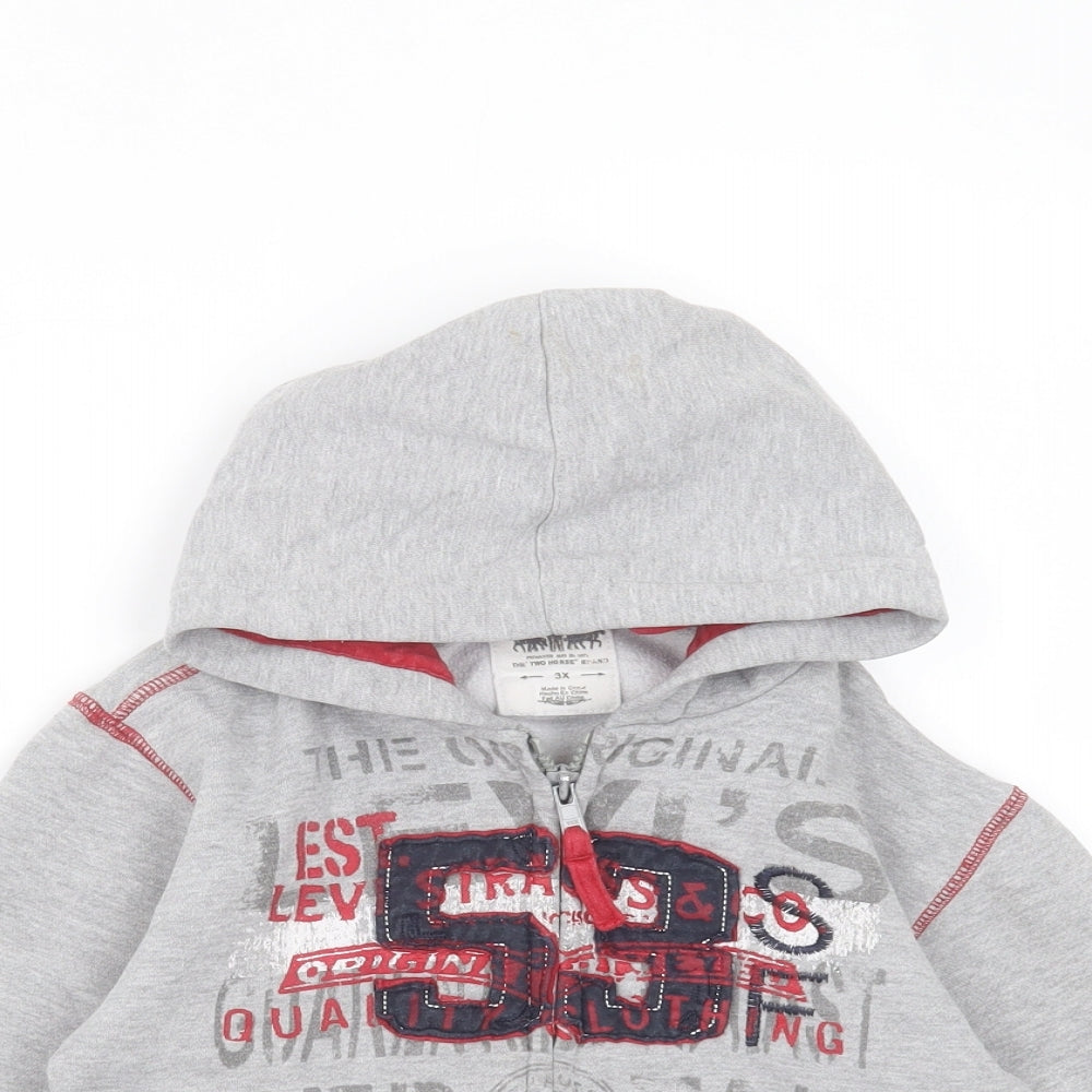 LEVIS Boys Grey  Cotton Full Zip Hoodie Size 3 Years  Zip
