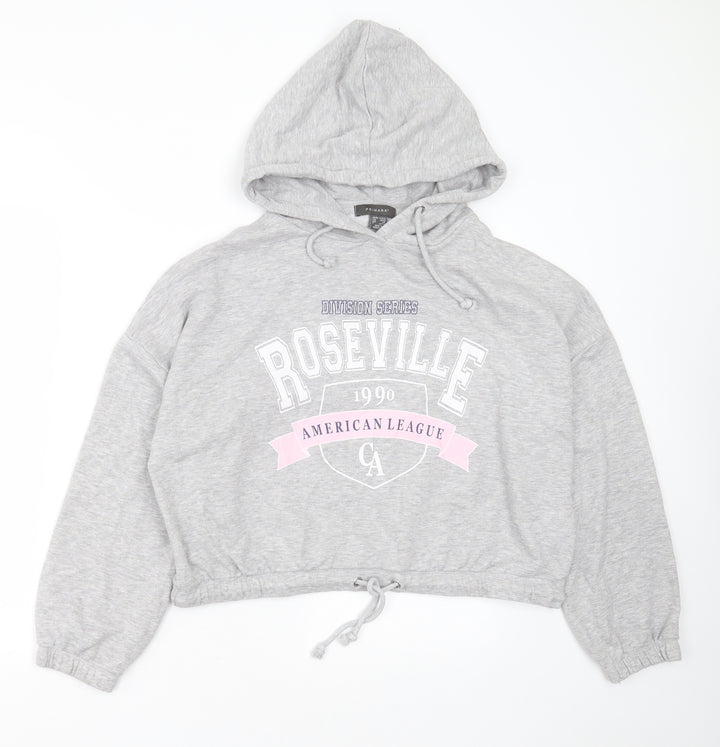Primark Womens Grey Polyester Pullover Hoodie Size S - cropped
