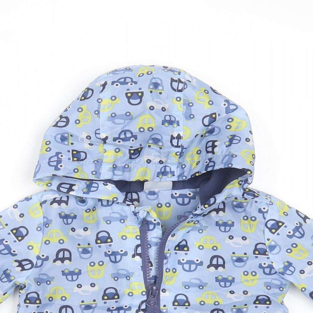 F&F Baby Blue   Jacket Coat Size 3-6 Months   Zip - car print