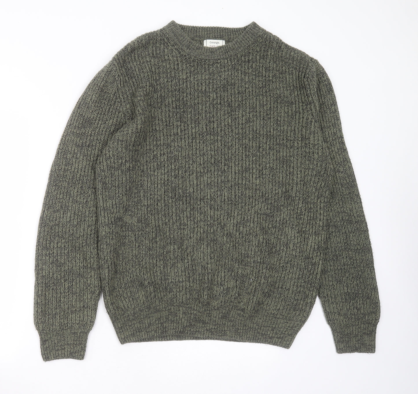 George Mens Green Round Neck  Acrylic Pullover Jumper Size L