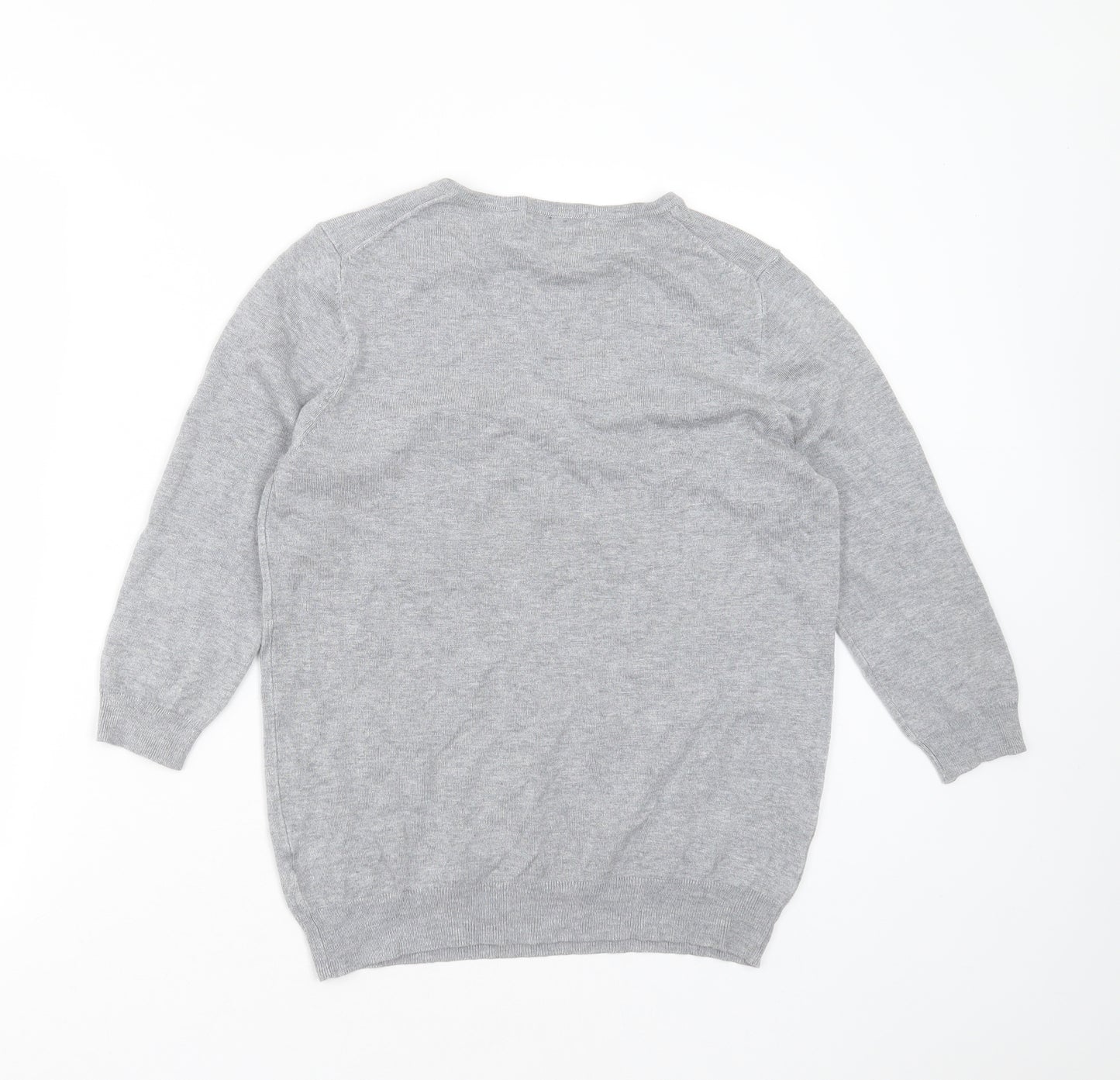 Marks and Spencer Womens Grey V-Neck  Viscose Pullover Jumper Size 14