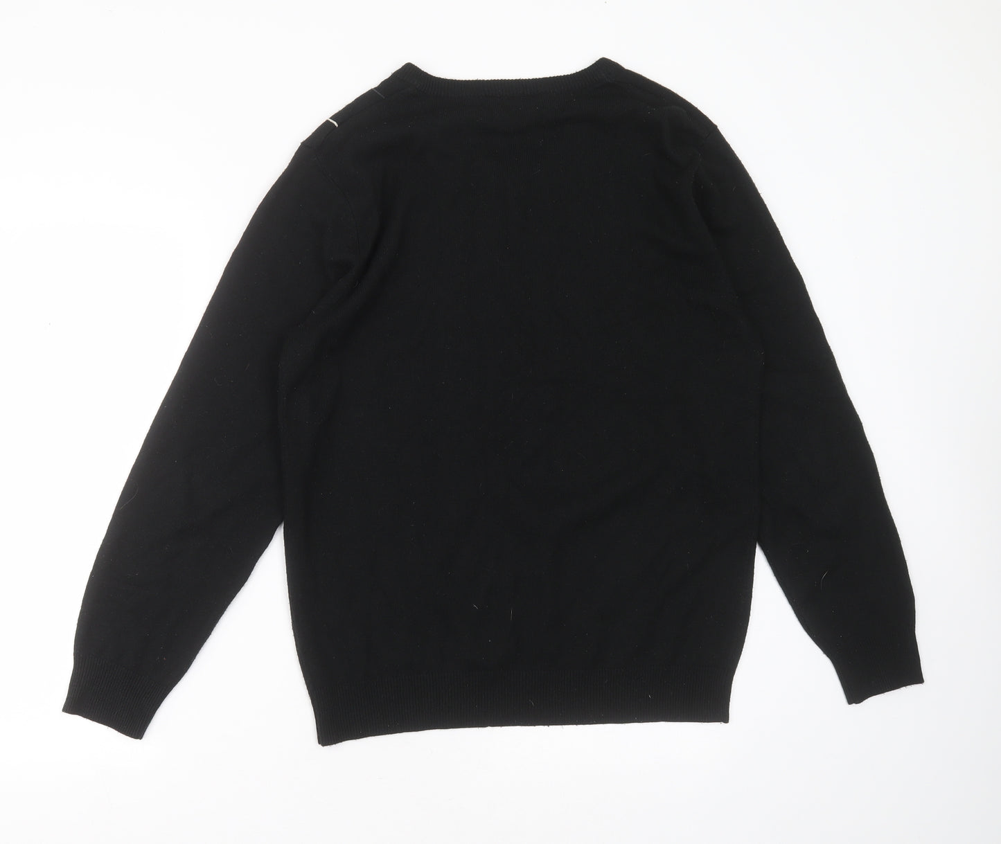 Cedar Wood State Mens Black V-Neck  Acrylic Pullover Jumper Size M