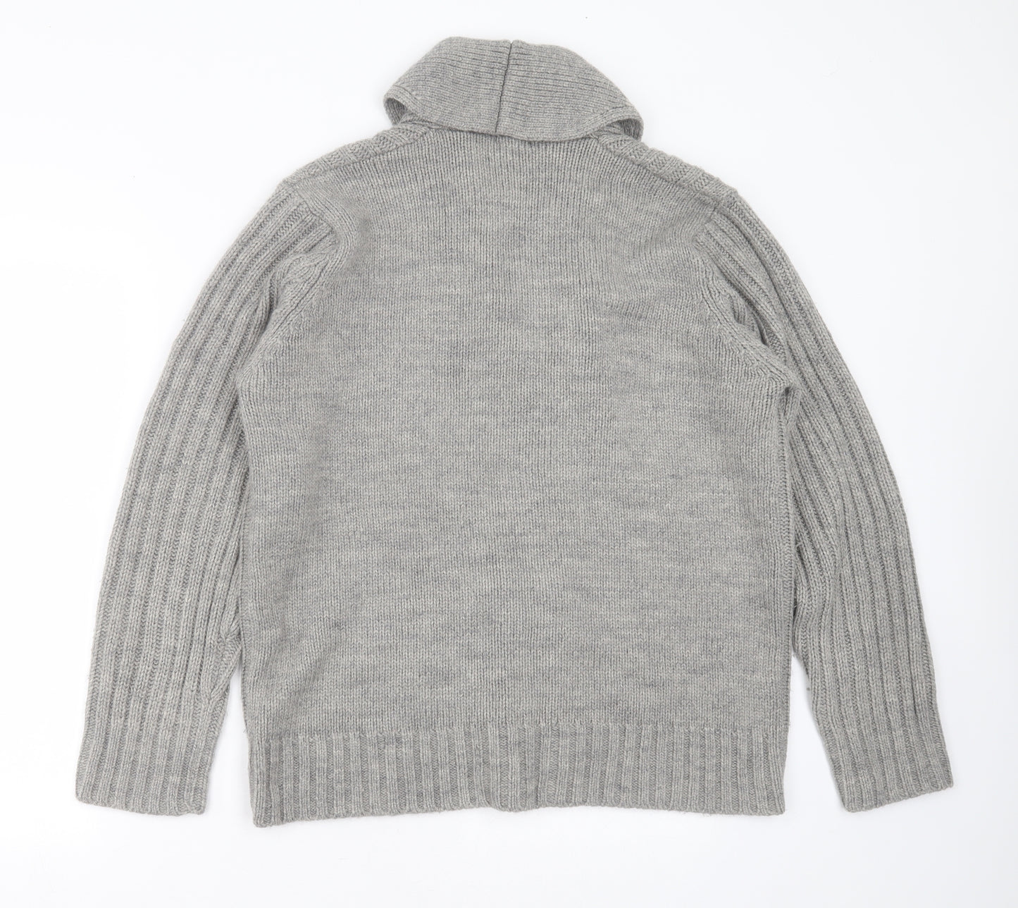 George Mens Grey Collared  Acrylic Cardigan Jumper Size M