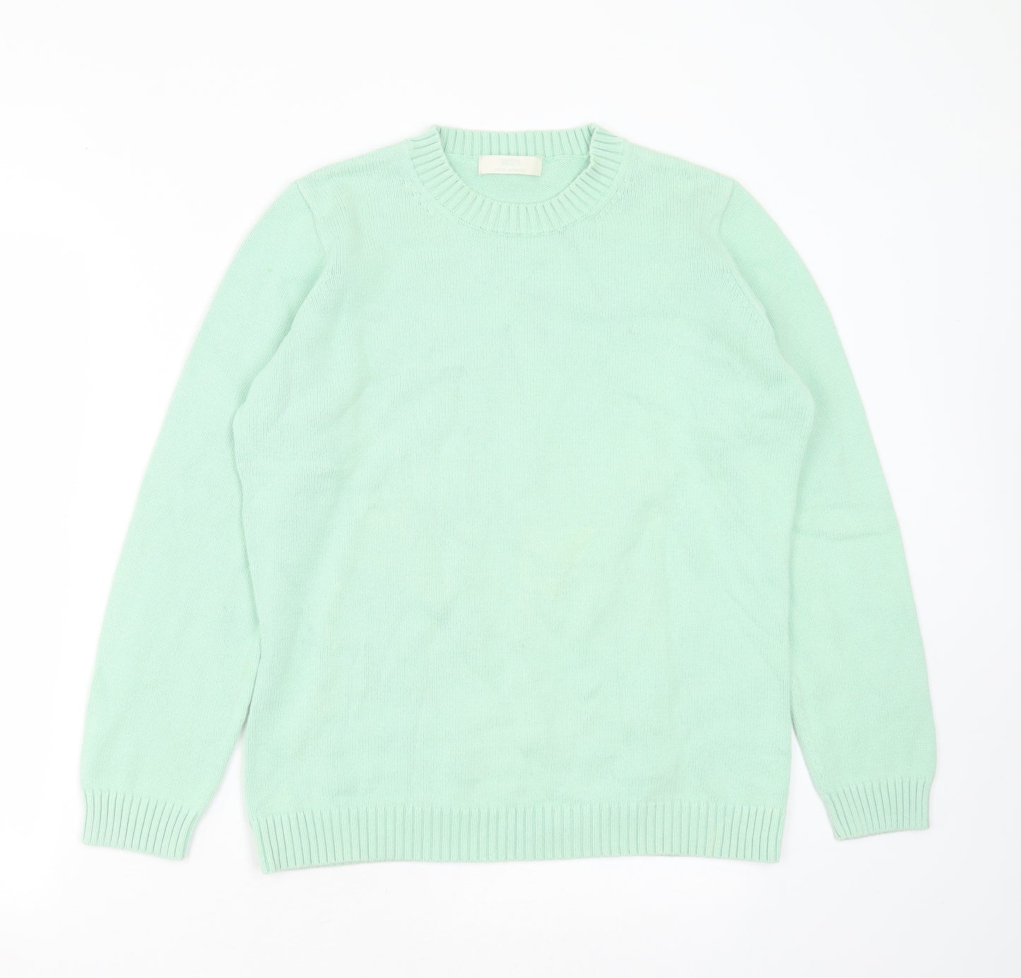 Marks and Spencer Womens Green Round Neck  Cotton Pullover Jumper Size 14