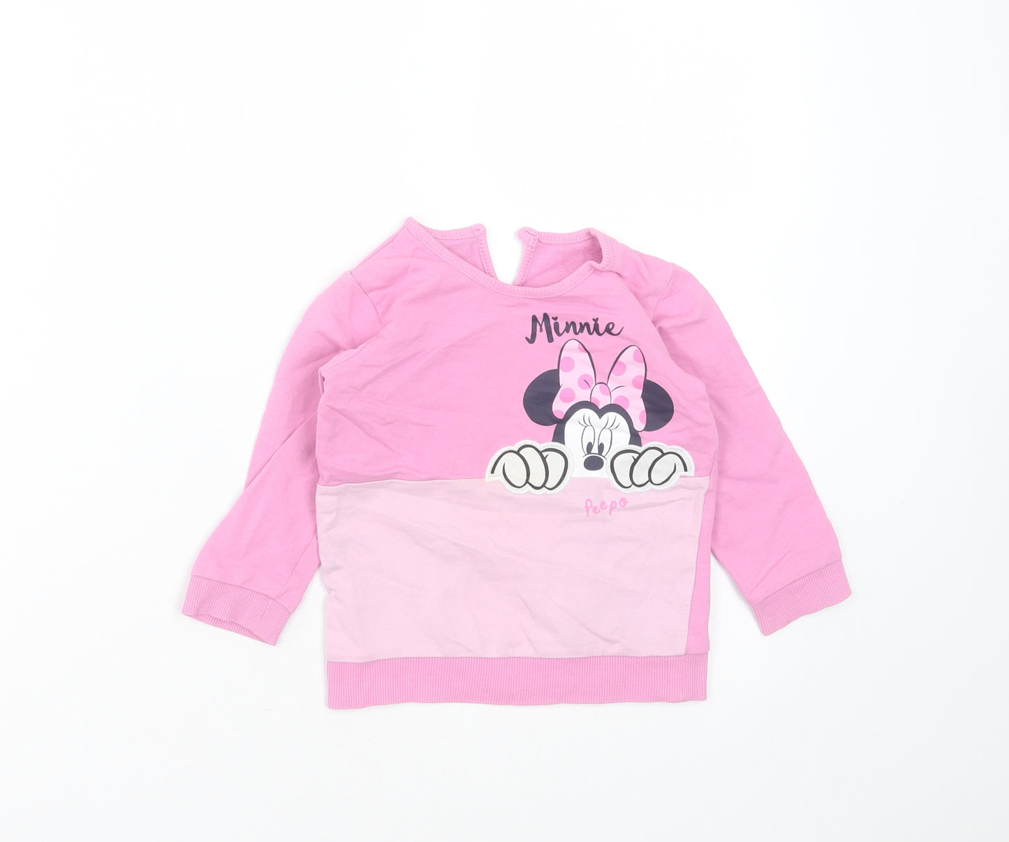 George Girls Pink  Cotton Pullover Jumper Size 12-18 Months   - minnie mouse