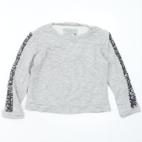 NEXT Girls Grey  Cotton Pullover Sweatshirt Size 9 Years   - sequins