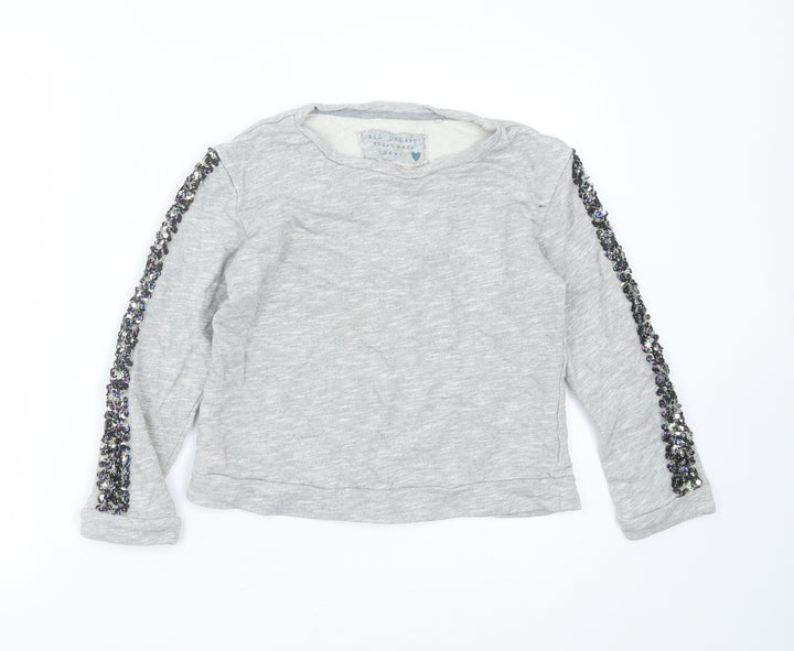 NEXT Girls Grey  Cotton Pullover Sweatshirt Size 9 Years   - sequins