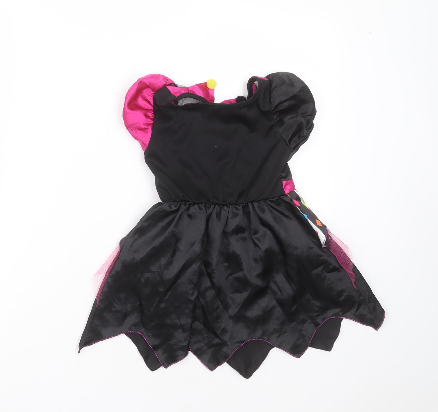 George Girls Black Geometric Polyester Fit & Flare  Size 3-4 Years  Round Neck  - fancy dress