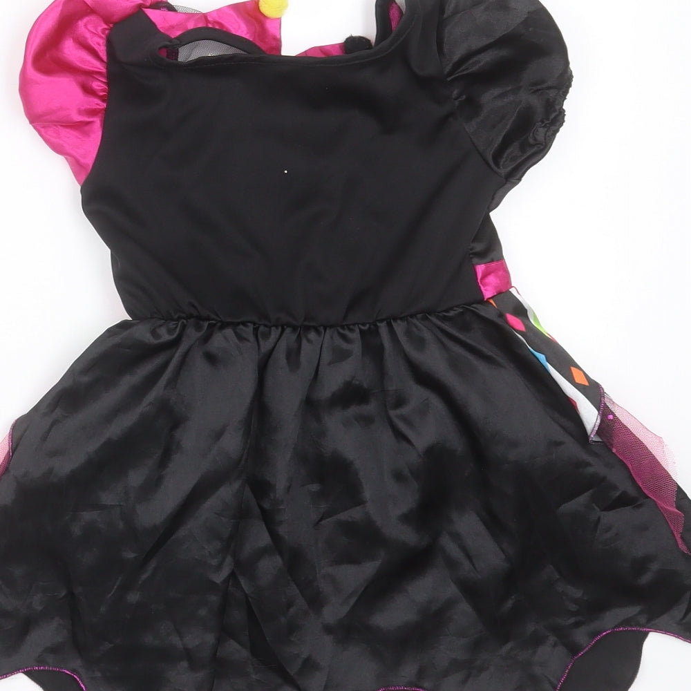 George Girls Black Geometric Polyester Fit & Flare  Size 3-4 Years  Round Neck  - fancy dress
