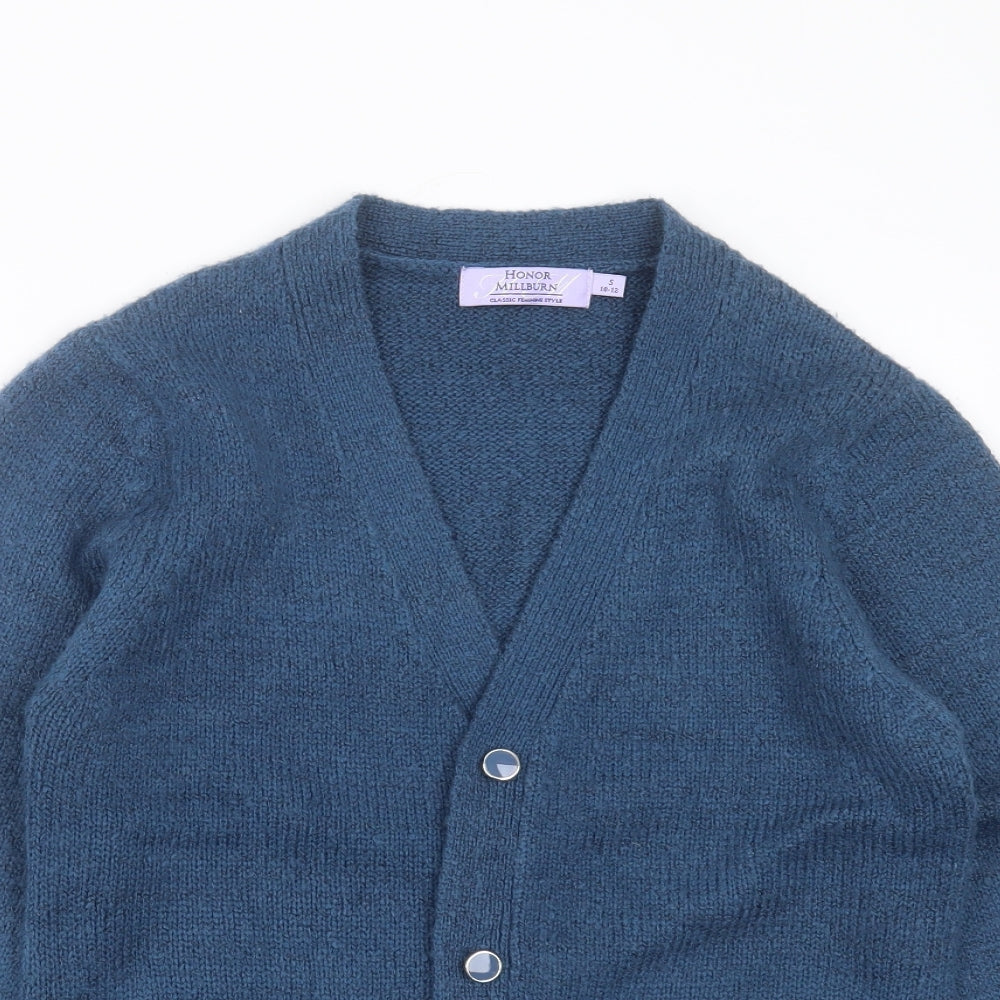 Honor Milburn Womens Blue V-Neck  Acrylic Cardigan Jumper Size S