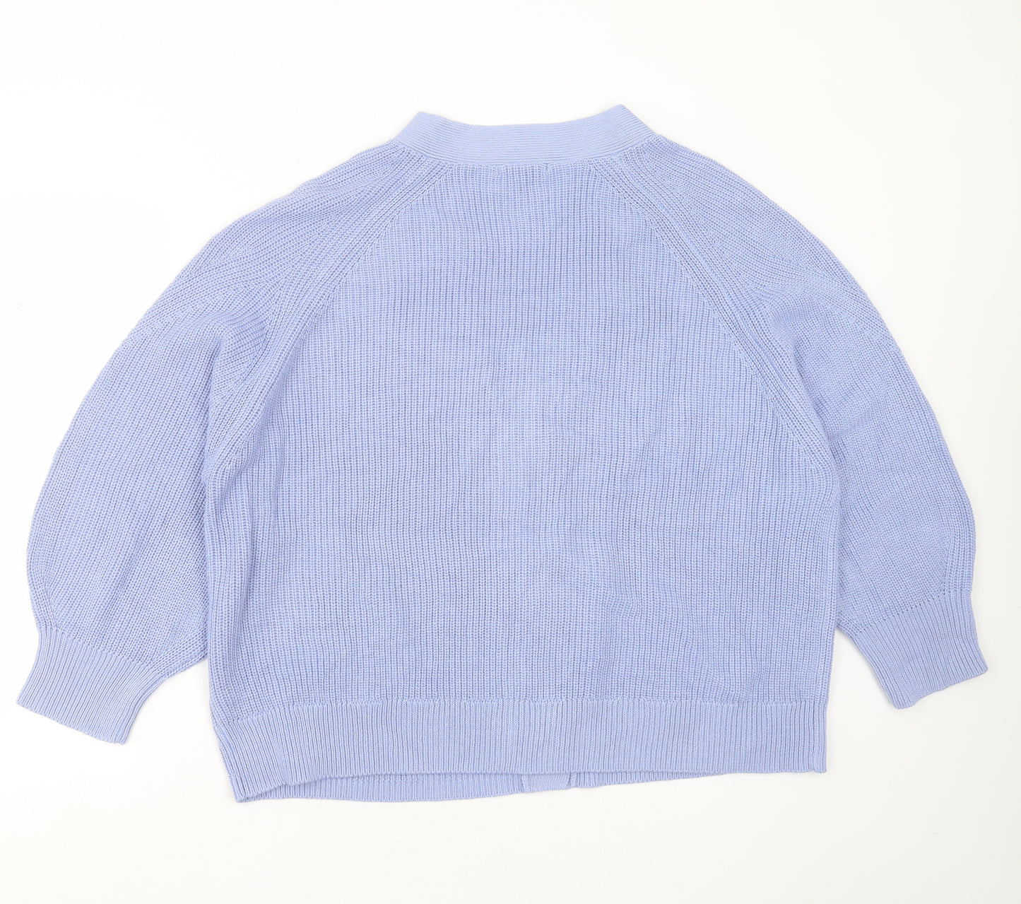 TU Womens Blue V-Neck  Cotton Cardigan Jumper Size 24
