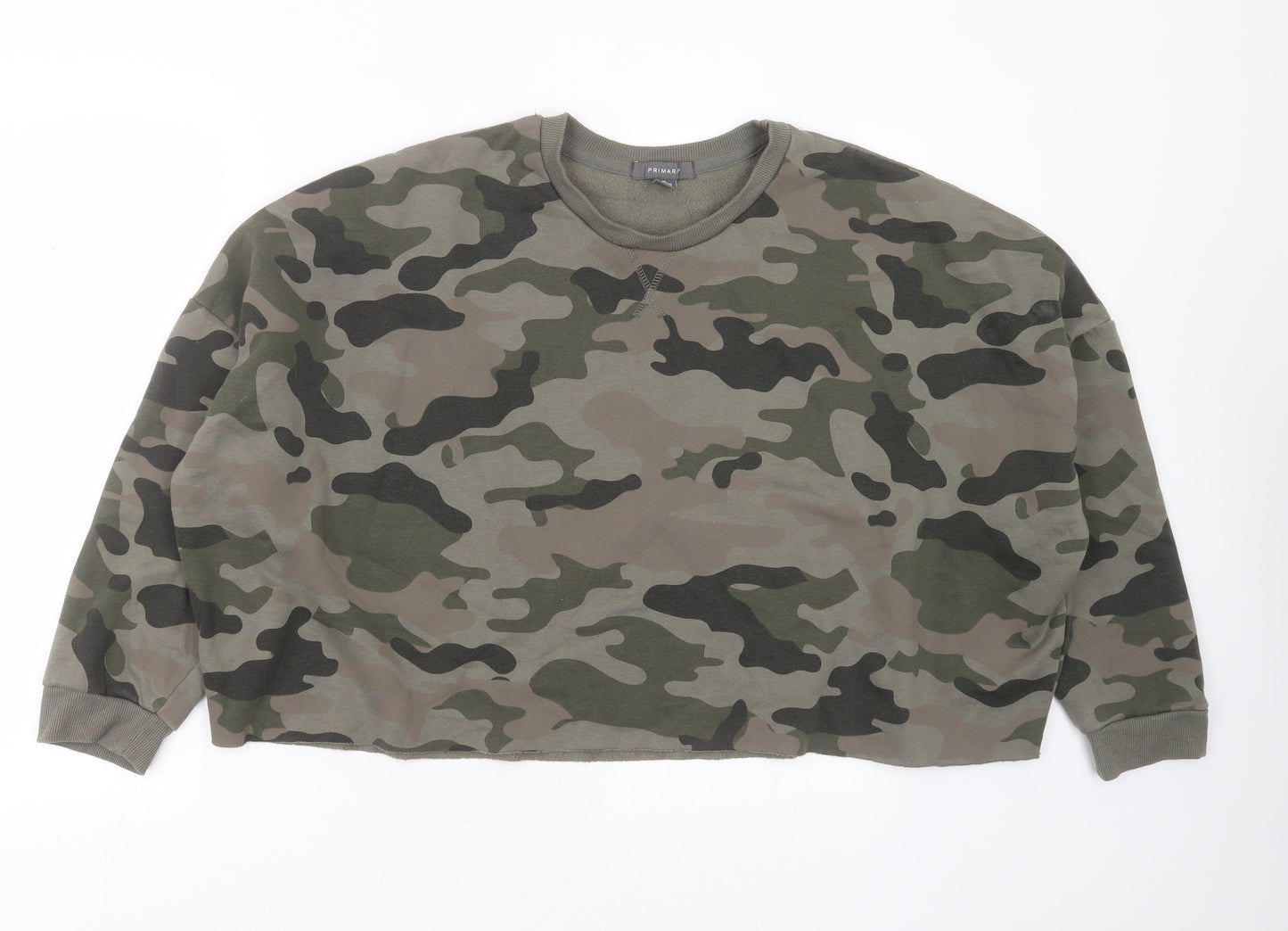 Primark Womens Green Camouflage Polyester Pullover Sweatshirt Size XL