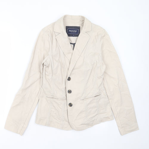 Maine New England Womens Beige   Jacket  Size 10  Button