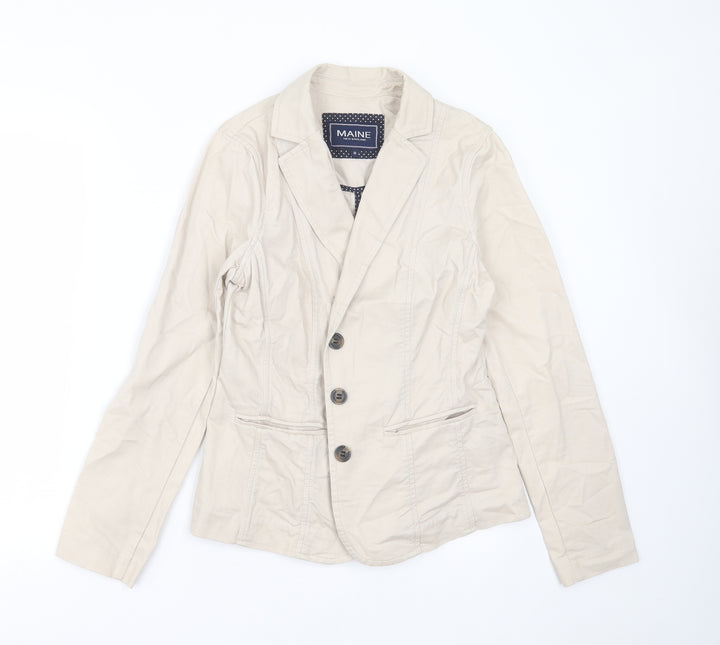 Maine New England Womens Beige Jacket Size 10 Button