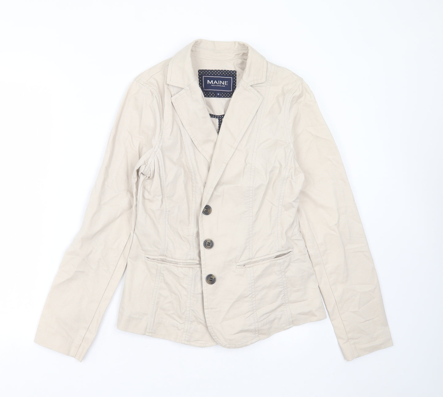 Maine New England Womens Beige   Jacket  Size 10  Button