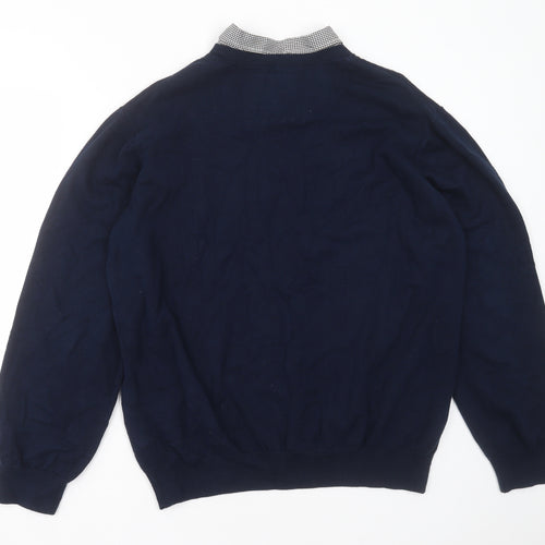 SANDSTONE Mens Blue Collared  Polyester Pullover Jumper Size XL