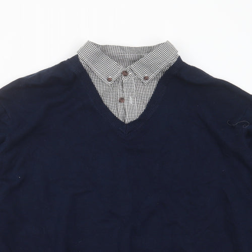 SANDSTONE Mens Blue Collared  Polyester Pullover Jumper Size XL