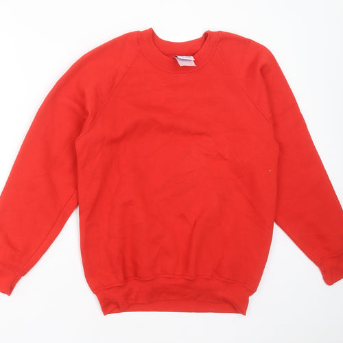 Russell Mens Red  Cotton Pullover Sweatshirt Size XS