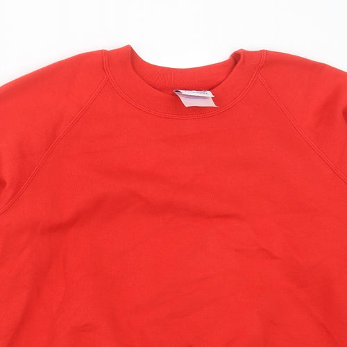 Russell Mens Red  Cotton Pullover Sweatshirt Size XS