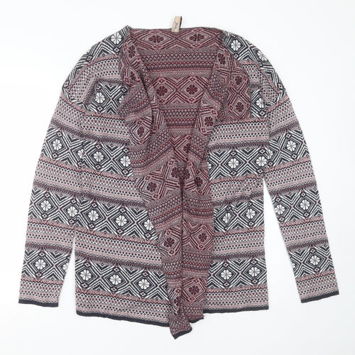 MultiBlu Womens Blue V-Neck Geometric Viscose Cardigan Jumper Size M