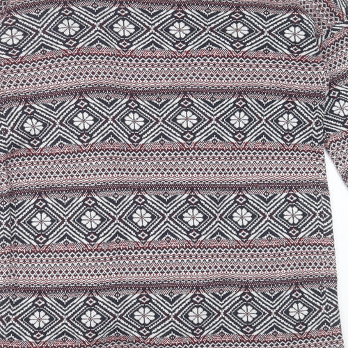 MultiBlu Womens Blue V-Neck Geometric Viscose Cardigan Jumper Size M