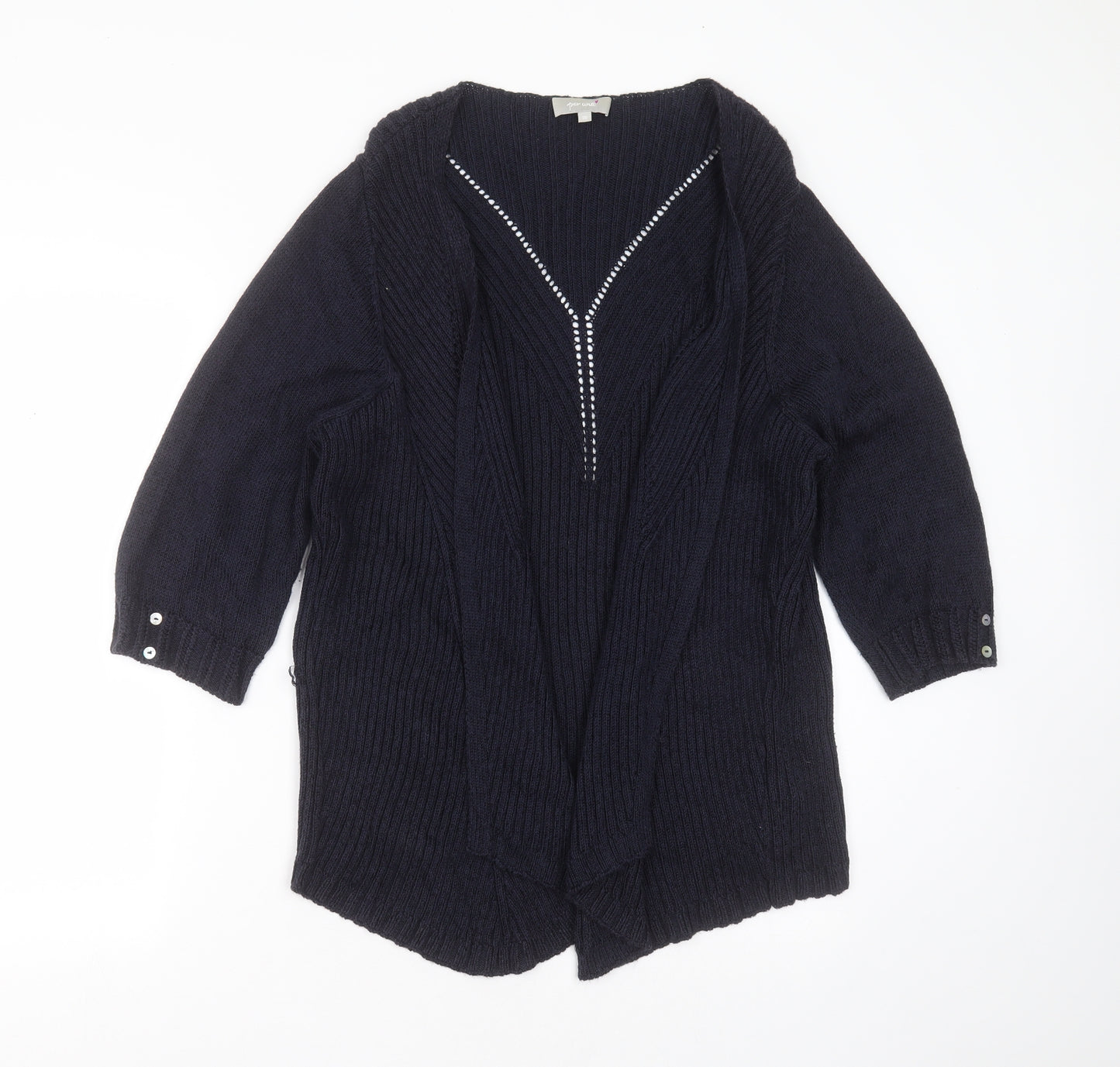 Marks and Spencer Womens Blue V-Neck  Cotton Cardigan Jumper Size 20