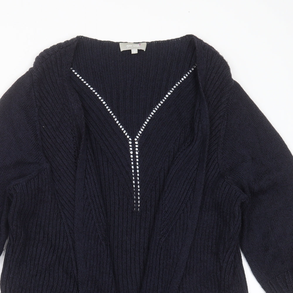 Marks and Spencer Womens Blue V-Neck  Cotton Cardigan Jumper Size 20