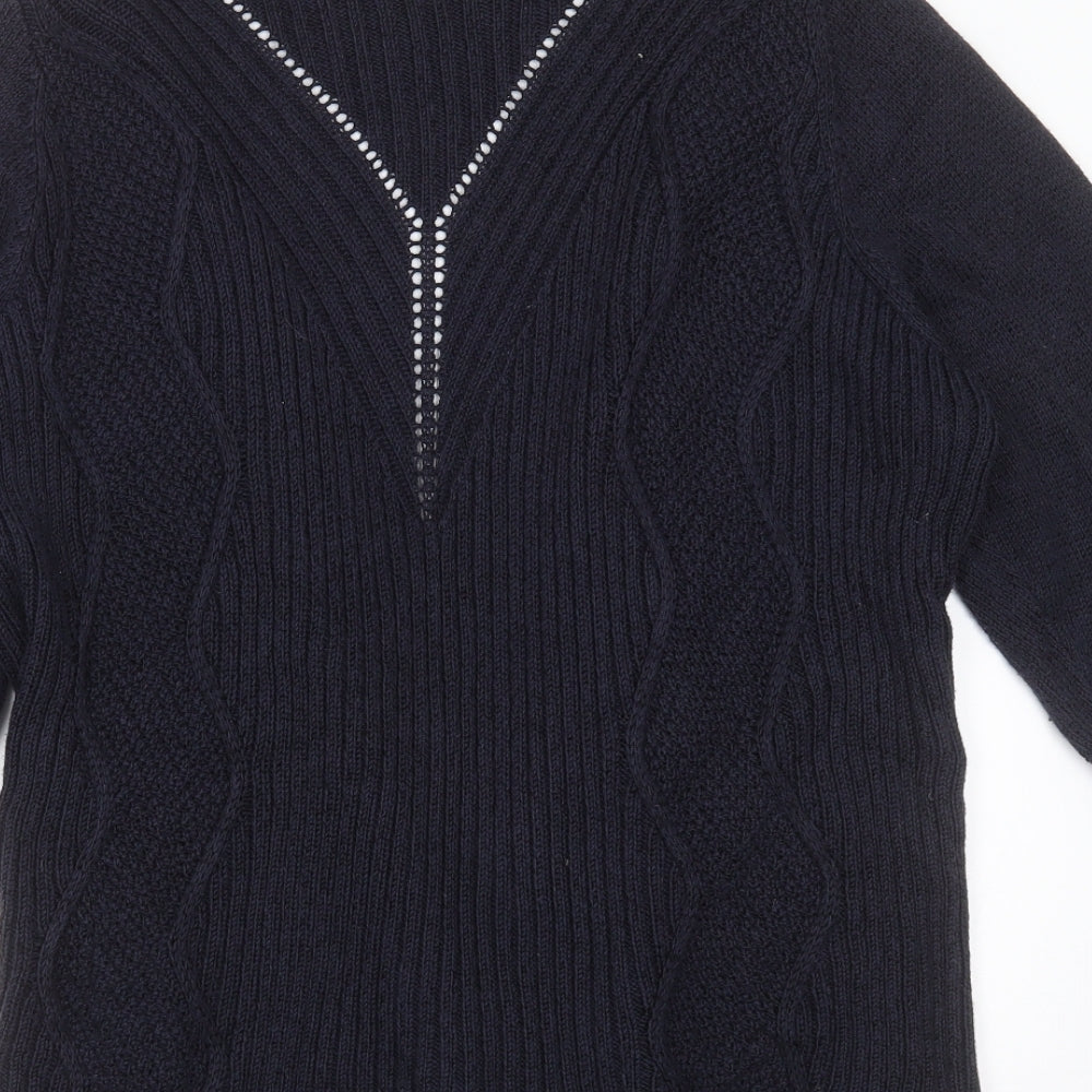Marks and Spencer Womens Blue V-Neck  Cotton Cardigan Jumper Size 20
