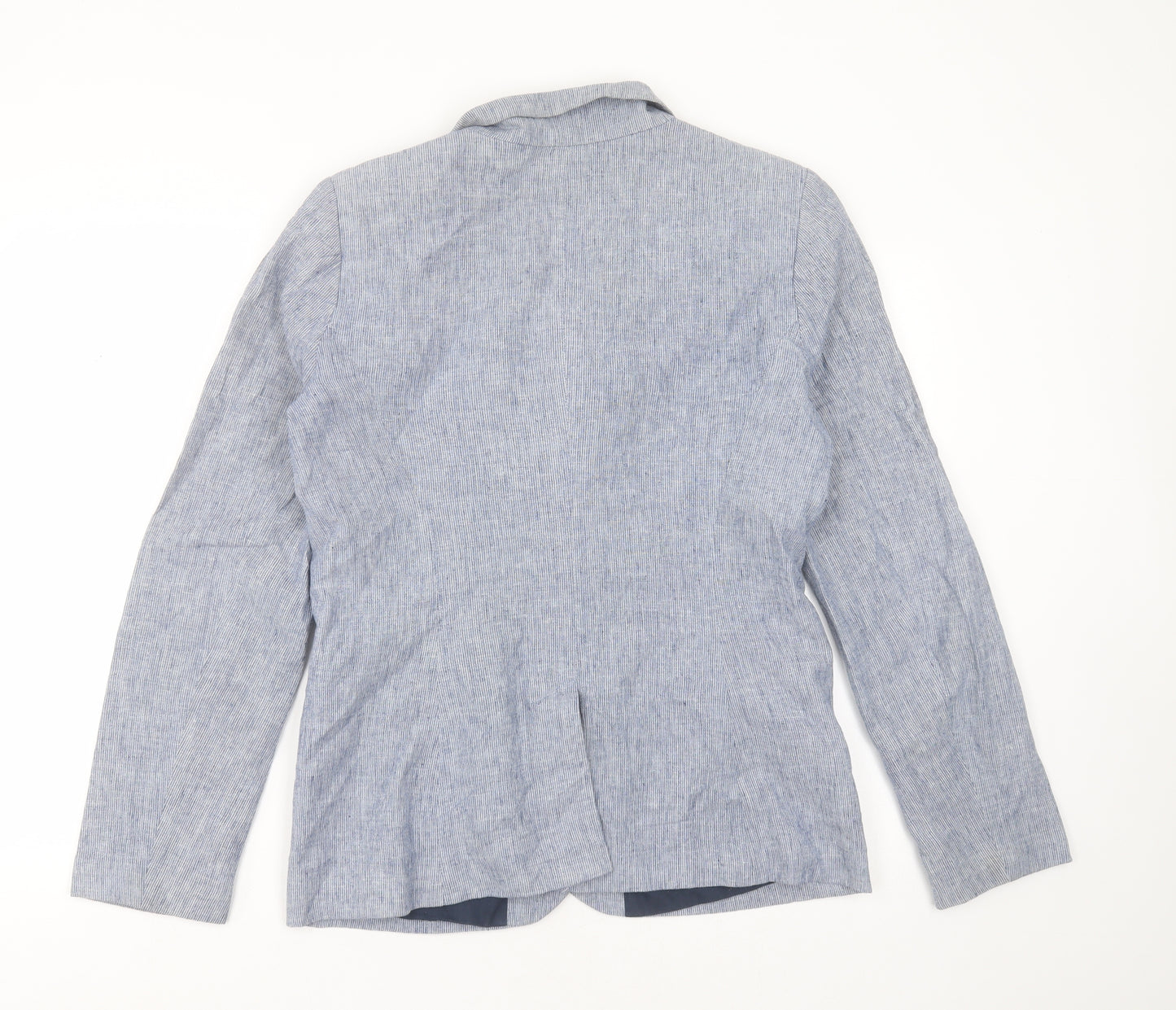 Dalia Womens Blue Striped Linen Jacket Blazer Size L