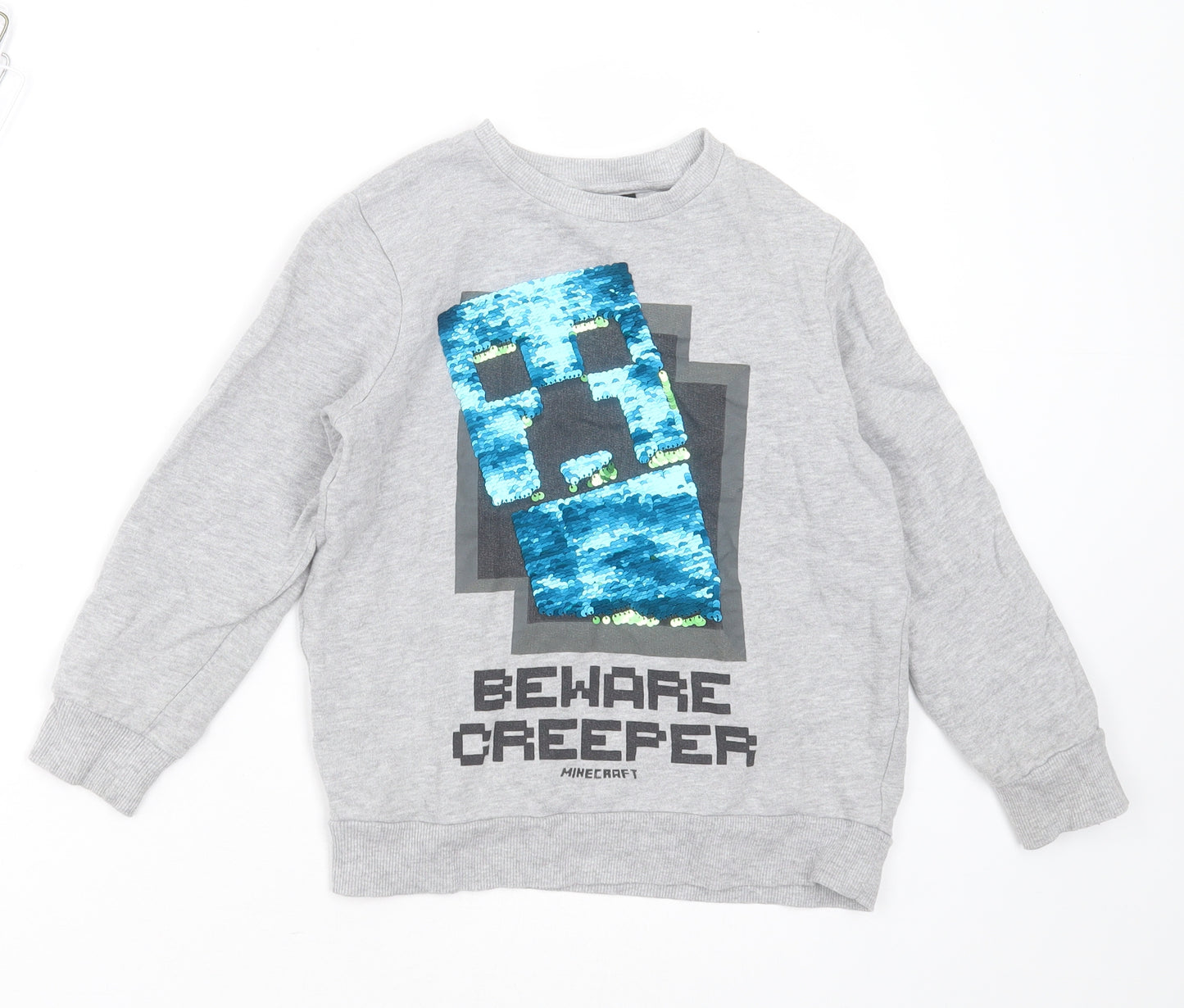 NEXT Boys Grey  Cotton Pullover Sweatshirt Size 7 Years   - Sequin detail