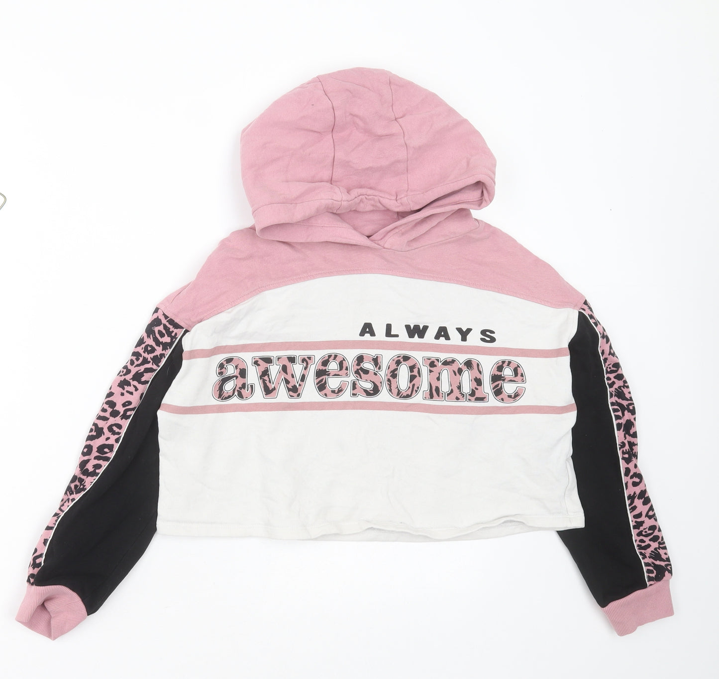 NEXT Girls Pink Animal Print Cotton Pullover Hoodie Size 11 Years   - awesome