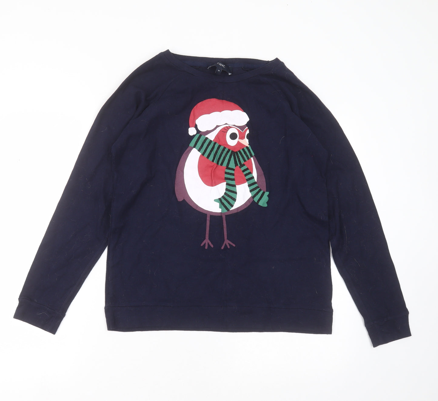 NEXT Womens Blue  Cotton Pullover Sweatshirt Size 14   - christmas robin